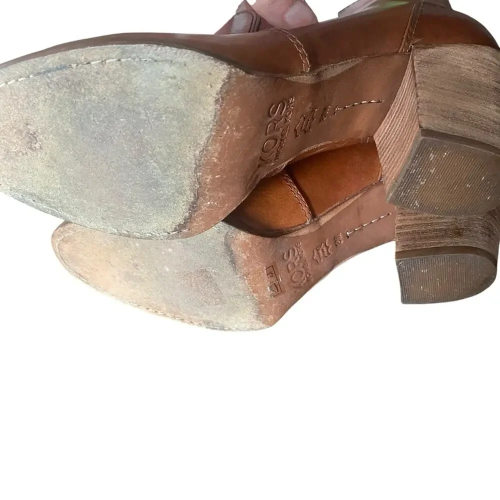 Michael Kors Wayland Brown Cognac Leather Ankle Heeled Boots size 8